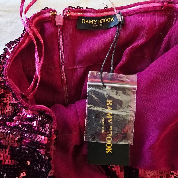 Ramy Brook Skyla Sequined Strapless Mini Dress Plum Berry 2 NWT Burgundy - Picture 6 of 6